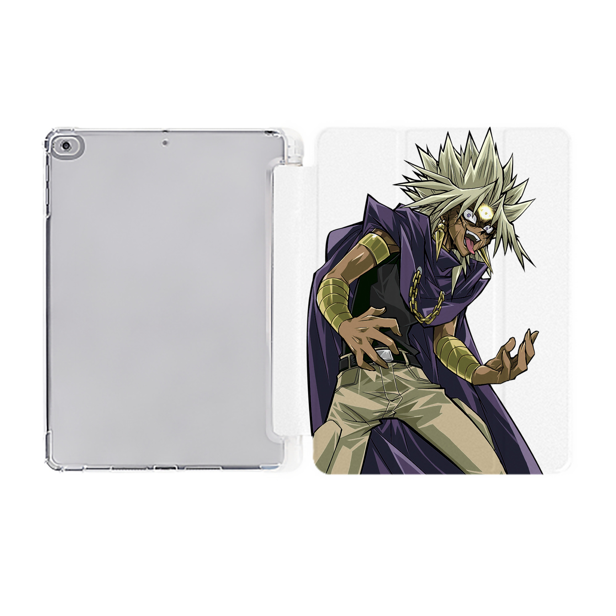 （画像用） 遊☆戯☆王 Yu-Gi-Oh! IPad ケース ペン収納付き 三つ折りスタンド PUレザー×シリコン 対応機種9.5/10.5/10.9インチ
